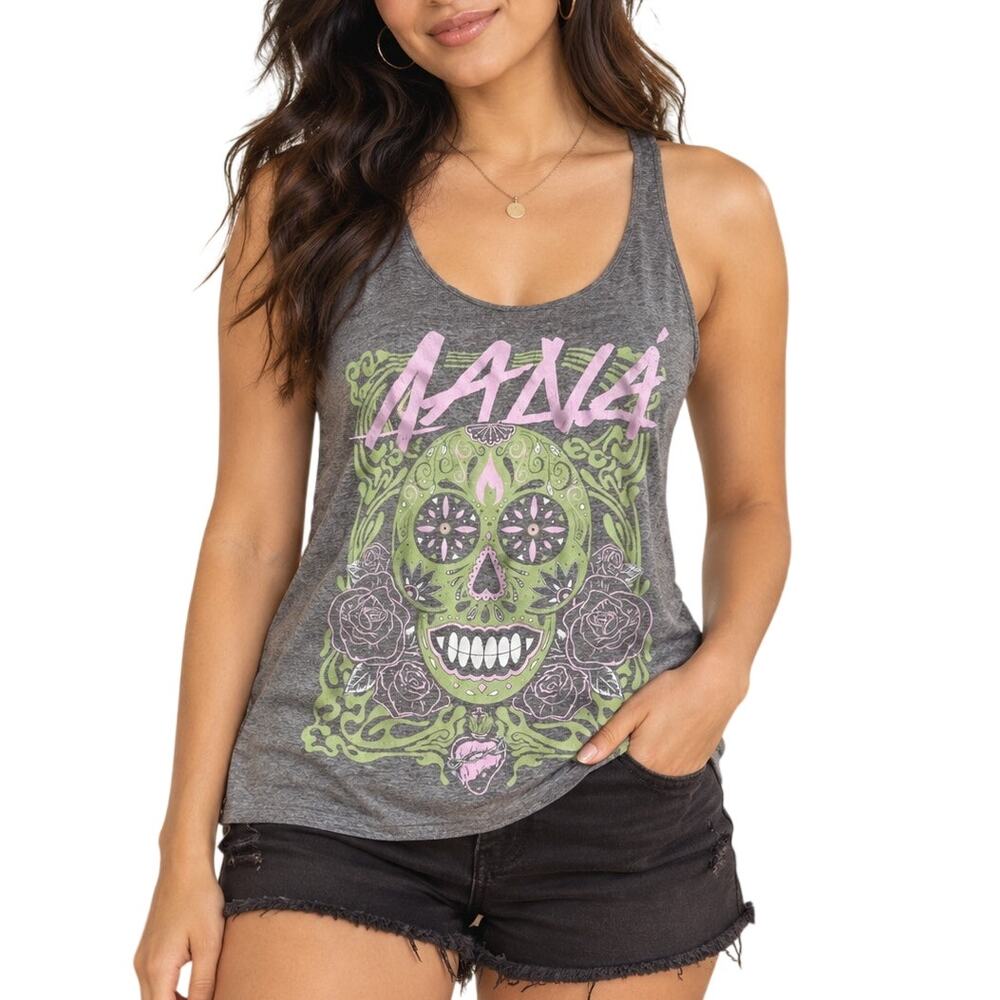 Mana Gray Calavera Graphic Band Tank Medium Latin Rock Concert